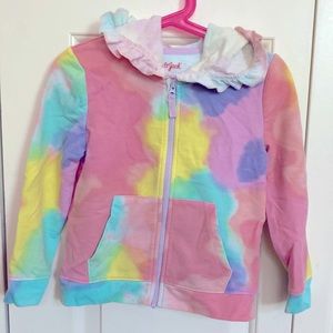 Cat & Jack spring/summer pastel tie dyed ruffled hoodie.  4T.